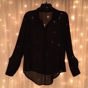 Sheer Black L/S Forever 21 Blouse (M)